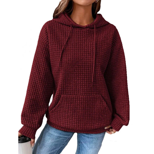 Fashion Waffle Hoodie Sweater Women's Sports Sweatshirt