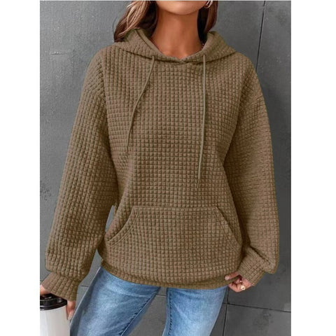 Fashion Waffle Hoodie Sweater Women's Sports Sweatshirt