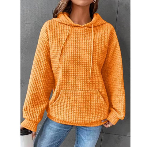 Fashion Waffle Hoodie Sweater Women's Sports Sweatshirt