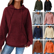 Fashion Waffle Hoodie Sweater Women's Sports Sweatshirt