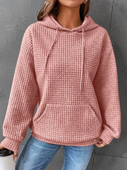 Fashion Waffle Hoodie Sweater Women's Sports Sweatshirt