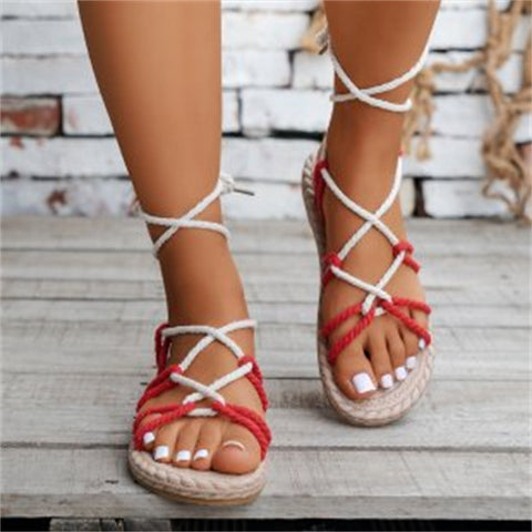 Round Toe Flat Bottom Roman Shoes For Women Beach Shoes