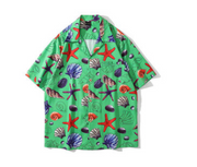 Mens Holiday Starfish Ocean Element Print Revere Collar Shirts