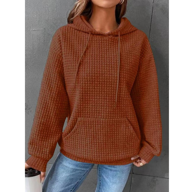 Fashion Waffle Hoodie Sweater Women's Sports Sweatshirt