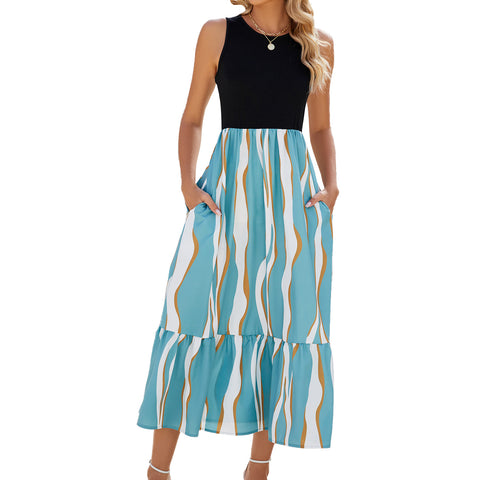 Summer Fashion Striped Print Dresses Womens Clothing